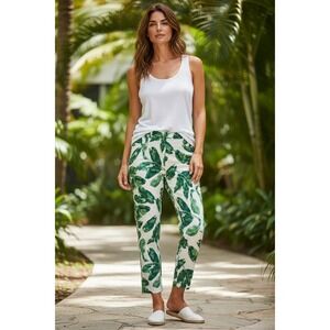 Truth by Republic Tropical Palm Leaf Green Print Pants Skinny Ankle Small NWT